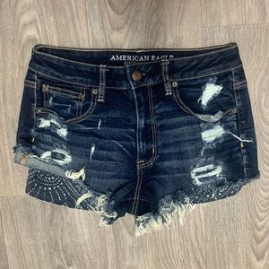 American Eagle High Rise Festival Shorts Tie Dye Distressed Size 6
